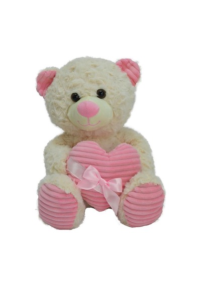 62915 35 Cm Kalbi Kurdeleli Peluş Ayı -hly Açık Bej