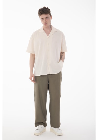 Rocqerx R-4415 Kemer Detaylı Keten Baggy Pantolon Haki