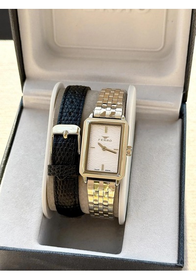 Ferro Fl21626awt-b Quartz Çift Kordonlu 22 Mm Kadın Kol Saati Altın