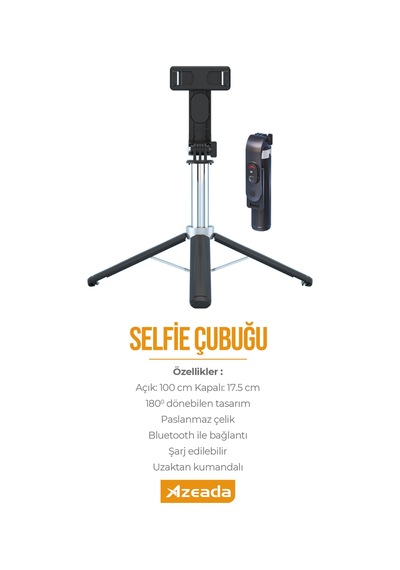 Jopus Bluetoothlu Ve Şarjlı Kumandalı - Selfie Çubuğu Tripod Özellikli