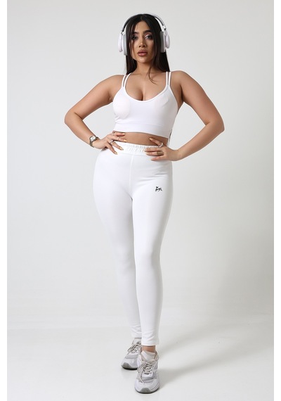 Winmoda34 Kadın Dalgıç Kumaş İçi Polarlı Tayt Eşofman Push Up İncelten Model Beyaz