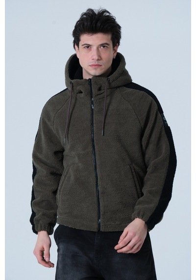 Pique Erkek Mont Erkek Oversize Peluş Mont Haki