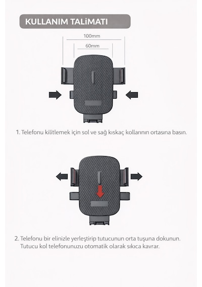 Mega Oto Market Teleskopik Araç İçi Telefon Tutucu Otomatik Kilitli Torpido Üstü Ve Gösterge Paneli Oto Telefon Standı