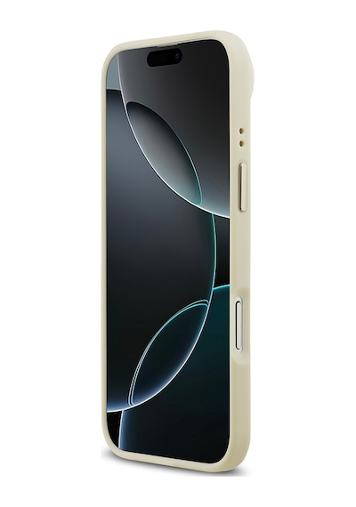Apple Uyumlu iPhone 17 Air Kılıf Guess Lisanslı M-safeli Sıcak Baskı Yazı Logolu Pu Deri Peony Kapak Bej Bej