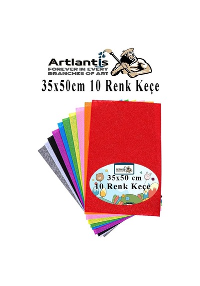 Keçe 35x50 Cm 10 Renk 1 Paket 2.0 Mm Renkli Hobi Keçesi Elişi Keçe Kumaşı Anasınıfı Kreş Okul Öncesi El Sanat