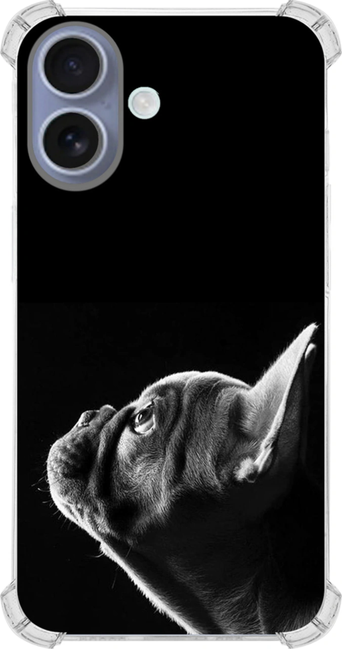 Apple Uyumlu iPhone 16 İle Köpek 1 Baskılı Köşe Korumalı Antişok Şeffaf Kılıf