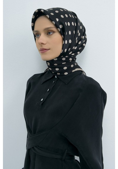 Armine Saf İpek Sura Eşarp-2026 İlkbahar-yaz- 95440d Siyah-Vizon