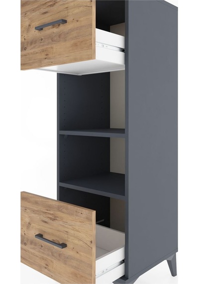 Hyperion Dolap 2 Raflı 2 Çekmeceli 44x44x134 Antrasit-çam Antrasit
