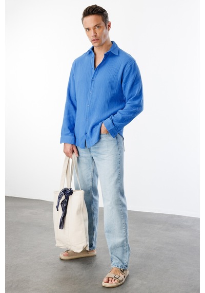 Genius Store Oversize Basic Erkek Müslin Gömlek Erkek-müslin-gömlek Mavi Genius Store Oversize Basic Erkek Müslin Gömlek Erkek-müslin-gömlek Mavi