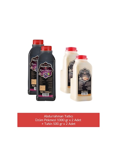 Abdurrahman Tatlıcı Üzüm Pekmezi 650 Gr X 2 Adet + Abdurrahman Tatlıcı Tahin 500 Gr X 2 Adet