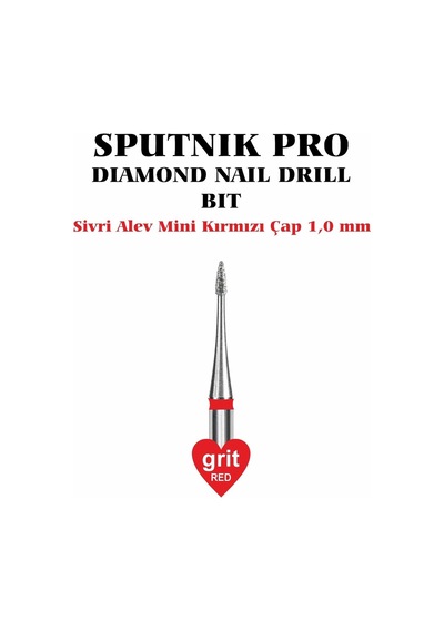 Elmas Sivri Alev Mini Freze Kırmızı Çap 1,0mm