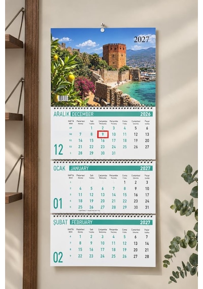 Lizy 2027 Manzara Temalı Gemici Takvimi Spiralli 33x24 Cm Tasarım-3