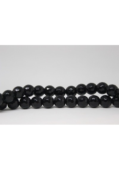 Yasam Tohumu Onix Oniks Taşı Faset Kesim Parlak Yarım Dizi 12 MM 18 CM Mavi