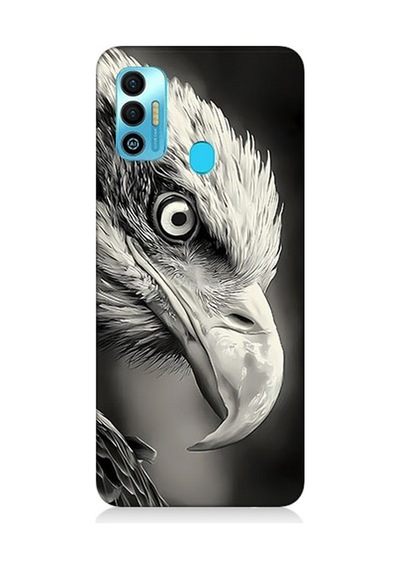 Tecno Spark 7t Uyumlu Silikon Kılıf Siyah Beyaz Kara Kartal Başı