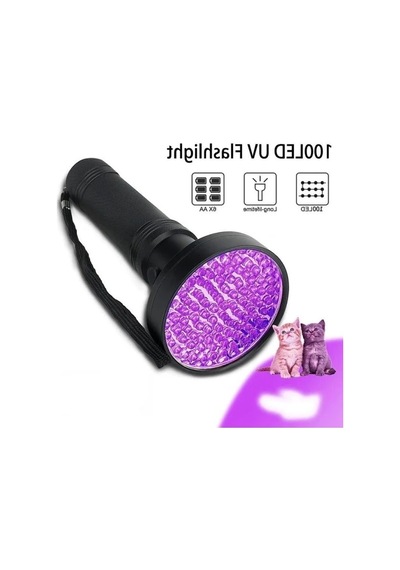 100 Led 395nm Mor Işık Uv El Feneri - Ultraviyole Siyah Fener Açık Beyaz