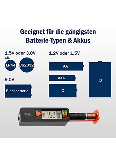 Dostmann Pil Test Cihazı Batterycheck, 98.1126.01, Piller Ve Aküler İçin Aaa,aa,c, D , Düğme Pil, Blok Pil, Şarj Durumu/volt Göstergesi, Kolay Ve Hızlı, Siyah