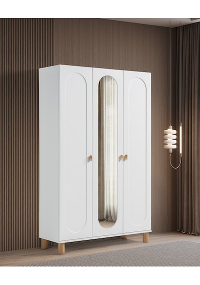 Pema Home Masal %100 Mdf Membran 3 Kapaklı Dolap Gardırop Beyaz