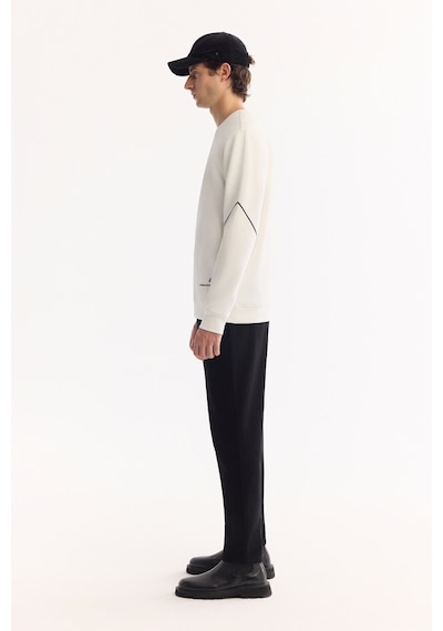 Avva Erkek Ekru Bisiklet Yaka Pamuklu Bi-stretch Baskılı Regular Fit Sweatshirt A52y1258