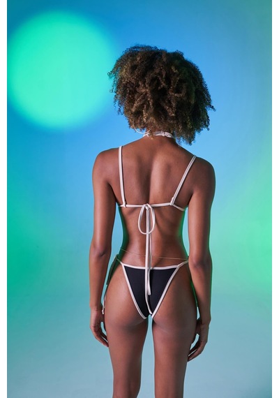 Holly Lolly Kontrast Biyeli Yüksek Bel Emma Bikini Altı Siyah