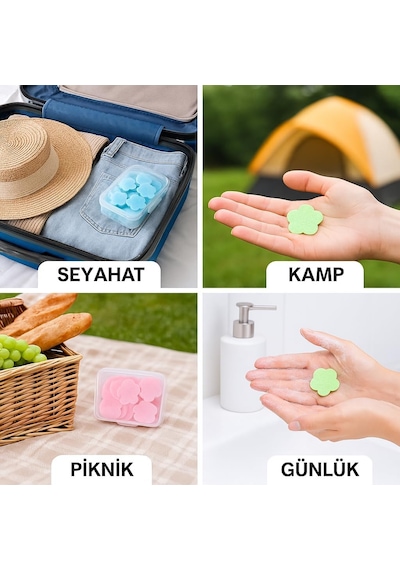 Tek Kullanımlık Çiçek Şekilli Sihirli Sabun Kağıdı,taşınabilir Hijyenik El Yıkama Sabunu, Seyahat, Piknik Ve Günlük Kullanım İçin 2 Kutu Diğer