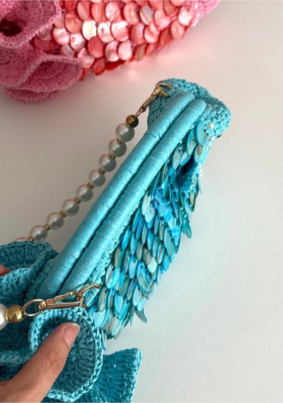 Bolca Emek El Yapımı Balık Tasarım Pullu Çanta Mavi - 916456983 Mavi - 916456983 Mavi