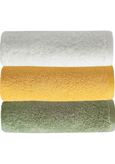 3 Lü Renkli El Yüz Havlu Seti %100 Pamuklu Natural Harmony Sarı