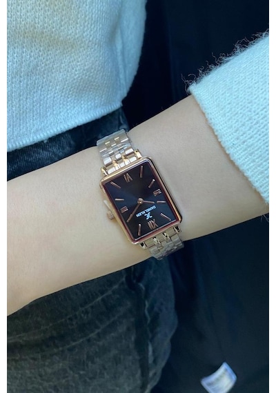 Daniel Klein Dke.1.10750-9 Dikdörtgen Kasa Romen Rakamlı Minimal Tasarım Kadın Kol Saati Rose Gold