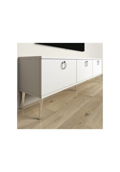 Maxi 150 Cm Tv Ünitesi Tv Sehpası Beyaz - Gümüş Beyaz-gümüş