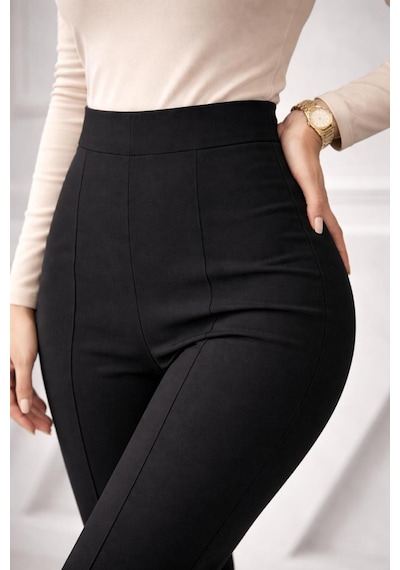 Unika Boutique Trend İspanyol Paça Bel Ve Bacak Bölgesi Toparlayıcı Tayt Pantolon siyah