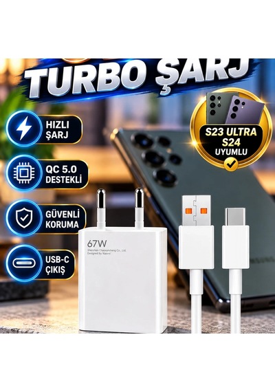 Samsung S23 Ultra Ve S24 Uyumlu 67w Hızlı Şarj Adaptörü Qc 5.0 Destekli