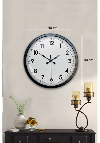 40 Cm Siyah Metal Standart Duvar Saati Standart Metal Siyah Kadran Pl-4005b