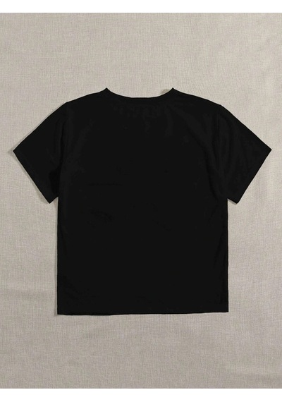 Kadın Beyaz Oversize 90's Baskılı T-shirt Siyah-66968