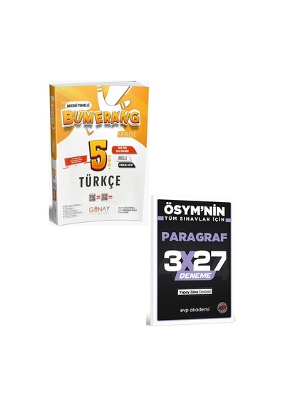 Günay 2027 5. Sınıf Türkçe Etkinlikli Bumerang Serisi+evp Akademi 3x27 Paragraf Deneme