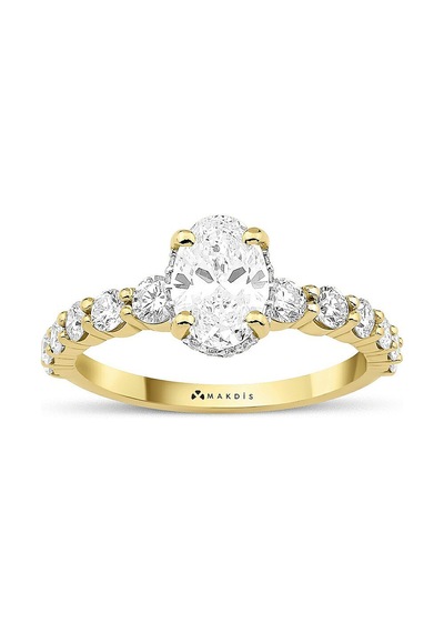 1.80 Karat Oval Tektaş Pırlanta Yüzük Beyaz Altın