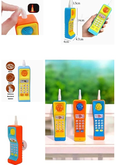 Sesli Işıklı Eğitici Telsiz Telefon 1 Adet 14 Cm