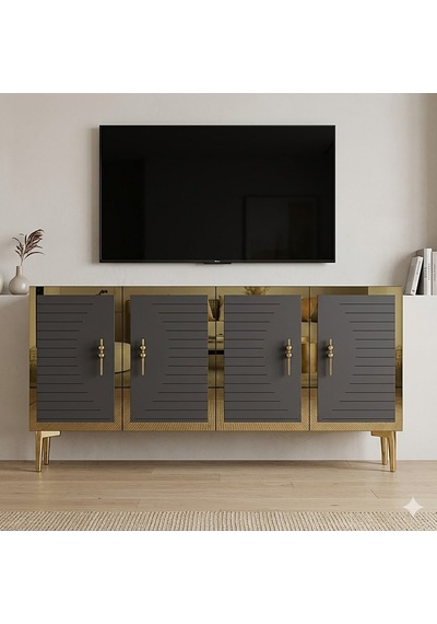 Ka1207ag Tuna Konsol Ve Tv Sehpası Antrasit-gold 120cm