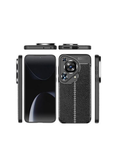Huawei Pura 70 Ultra Silikon Kılıf Deri Desenli Kamera Korumalı Darbe Emici Kapak Siyah