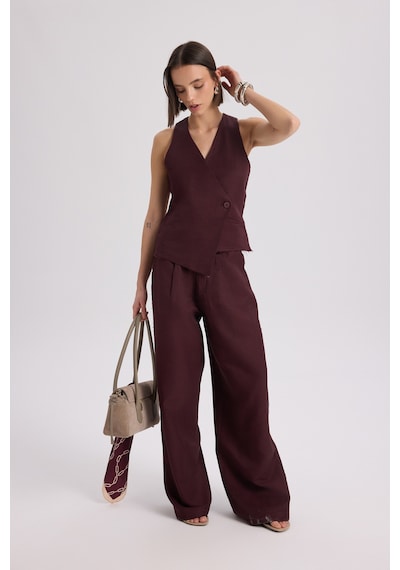 Mai Collection Mai Studios Co. Nagmetah Sırt Pencereli Bordo Yelek Pantolon Takım Bordo