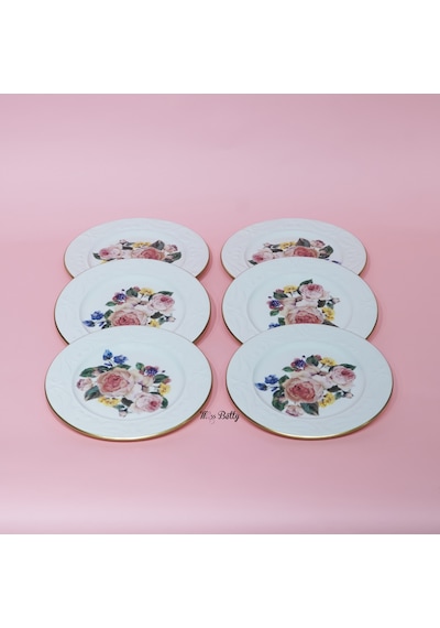 Rose Deluxe Porselen 6'lı Pasta Tabağı Pembe