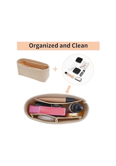 Ürün Başlığı: Bej Keçe Çanta Düzenleyici Ve Ayarlanabilir Askı Seti / Mini Organizer - 16.5x8x5 Cm