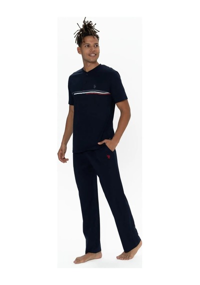 U.s. Polo Assn. Erkek Alt Üst Düğmeli Pijama Takımı Lacivert