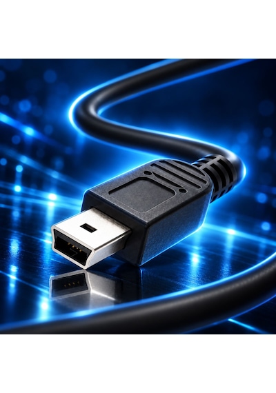 Mini Usb B 5 Pin Kablo 1.5 Metre Veri Aktarım Ve Şarj Bağlantı Kablosu Siyah