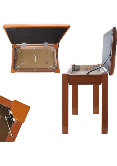 Midex Tbx-144or Üst Kalite Piyano Taburesi Gizli Bölmeli Turuncu Renk 32x54x48