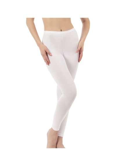 Özkan Underwear Özkan 0415 Kadın Pamuklu Likralı Süprem Düz Uzun Tayt Beyaz