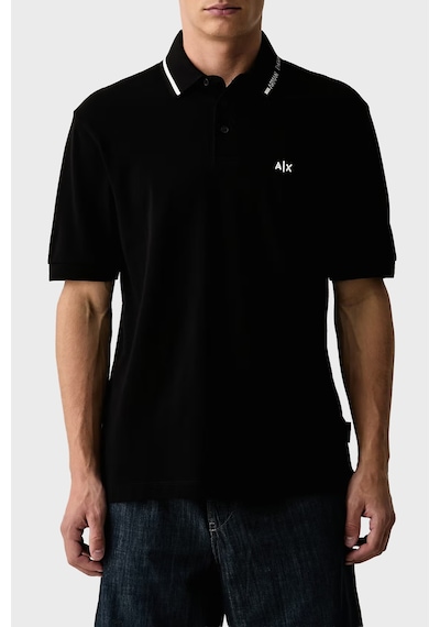 Armani Exchange % 100 Pamuk Regular Fit Düğmeli Polo Erkek Polo Xm002932 Af13026 Uc001 Siyah