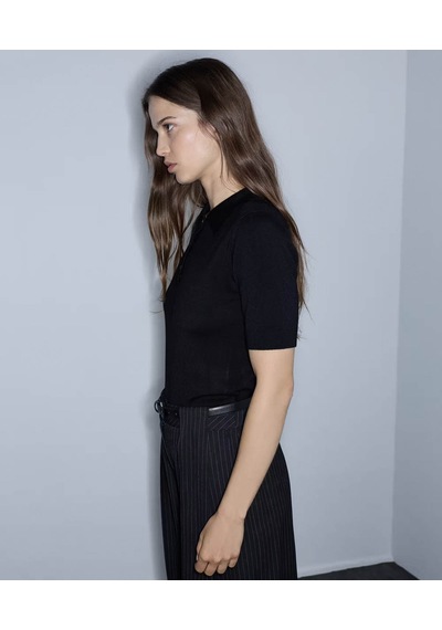 İpekyol Polo Yaka Triko Siyah Kadın Kazak Iw6260050177