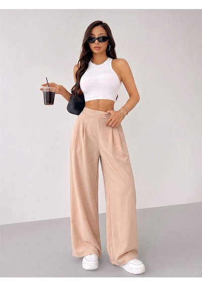 Genius Store Kadın Pantolon Scuba Krep Kumaş Beli Lastikli Cepli Pileli Geniş Paça Palazzo Pantolon Scuba-crep Bej Genius Store Kadın Pantolon Scuba Krep Kumaş Beli Lastikli Cepli Pileli Geniş Paça Palazzo Pantolon Scuba-crep Bej
