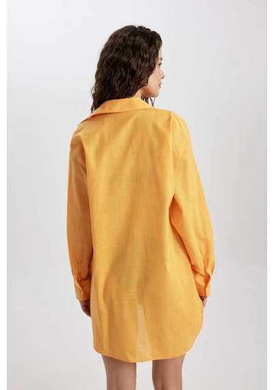DeFacto Regular Fit Pamuklu Plaj Gömleği-Fall in Love W8241AZ24SMYL301 Sarı