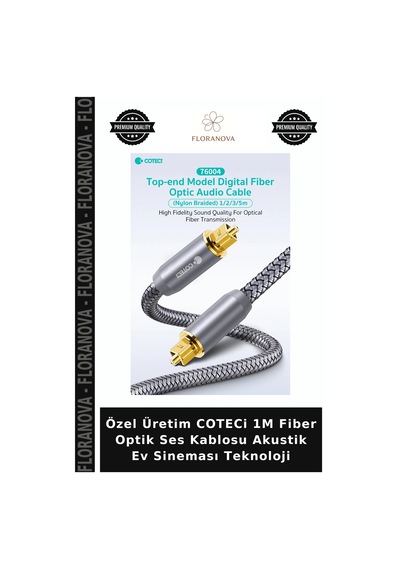 Özel Üretim Coteci 1m Fiber Optik Ses Kablosu Akustik Ev Sineması Teknoloji