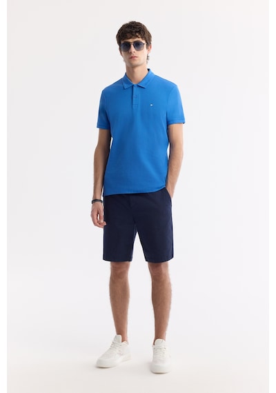 Avva Erkek Saks Kıvrılmaz Polo Yaka %100 Pamuk Basic Regular Fit T-shirt B001032 Saks Mavi